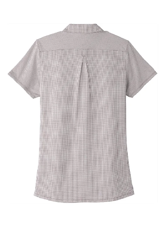 Port Authority Womens Gingham Moisture Wicking Short Sleeve Polo Shirt - Gusty Grey/White