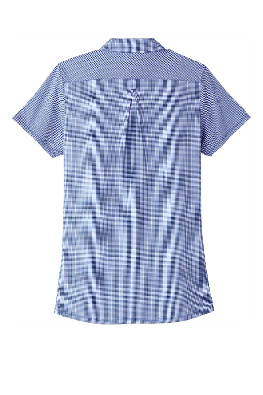 Port Authority Womens Gingham Moisture Wicking Short Sleeve Polo Shirt - True Royal Blue/White