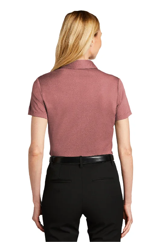 Port Authority Womens Silk Touch Performance Moisture Wicking Short Sleeve Polo Shirt - Heather Garnet Red