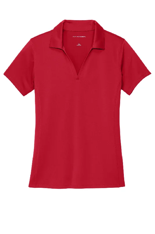 Port Authority Womens Staff Performance Moisture Wicking Short Sleeve Polo Shirt - Engine Red