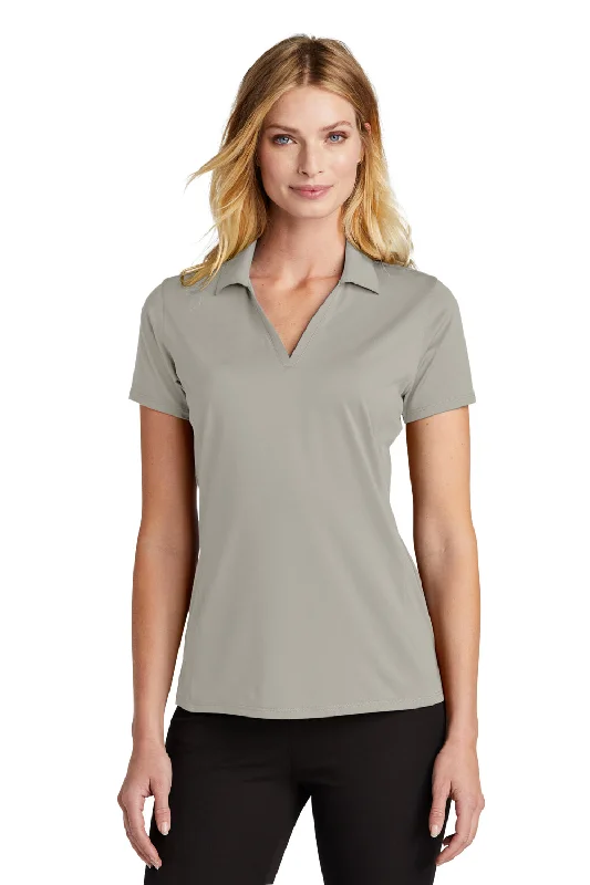 Port Authority Womens Staff Performance Moisture Wicking Short Sleeve Polo Shirt - Silver Grey