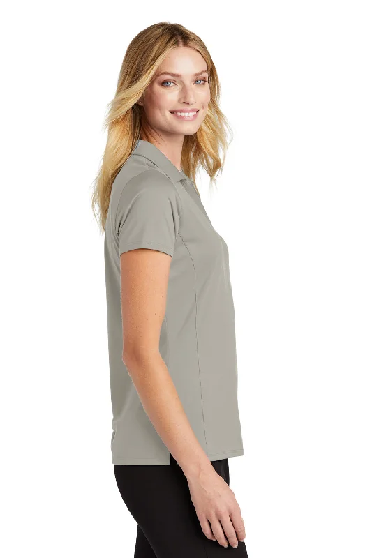 Port Authority Womens Staff Performance Moisture Wicking Short Sleeve Polo Shirt - Silver Grey