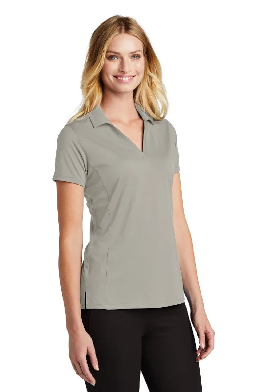 Port Authority Womens Staff Performance Moisture Wicking Short Sleeve Polo Shirt - Silver Grey