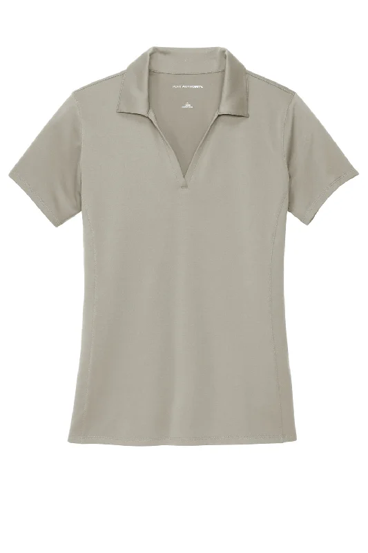 Port Authority Womens Staff Performance Moisture Wicking Short Sleeve Polo Shirt - Silver Grey