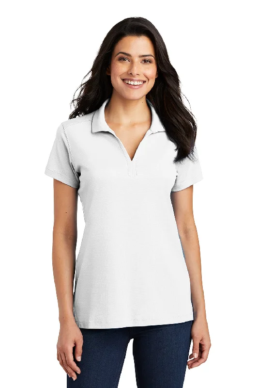 Port Authority Womens Rapid Dry Moisture Wicking Short Sleeve Polo Shirt - White - Closeout