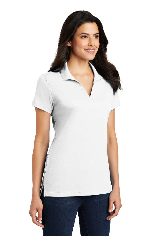 Port Authority Womens Rapid Dry Moisture Wicking Short Sleeve Polo Shirt - White - Closeout