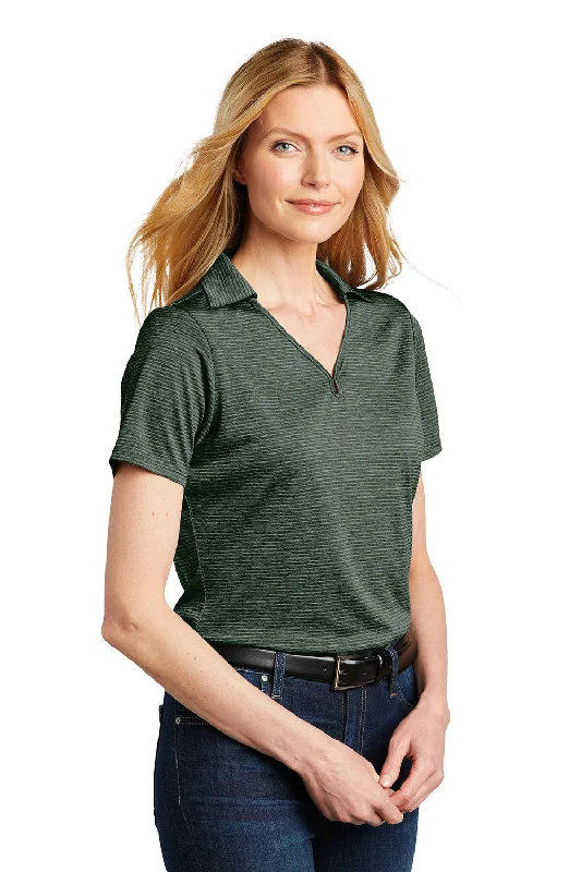 Port Authority Womens Moisture Wicking Shadow Stripe Short Sleeve Polo Shirt - Deep Forest Green