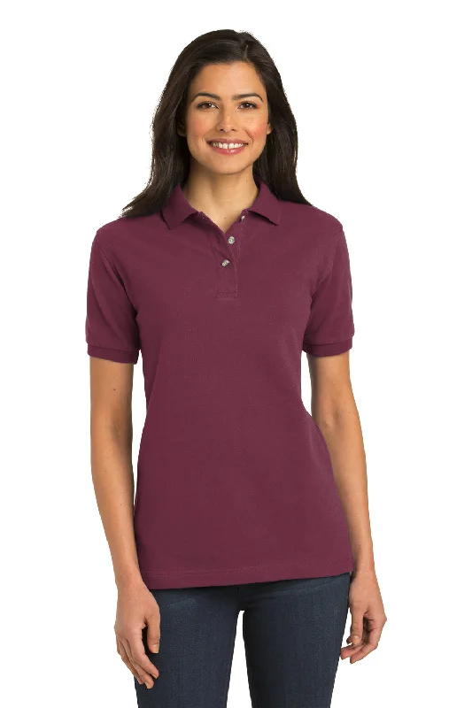 Port Authority Womens Shrink Resistant Short Sleeve Polo Shirt - Burgundy - Closeout