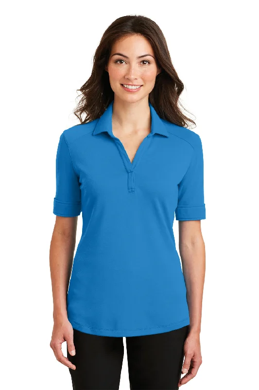 Port Authority Womens Silk Touch Performance Moisture Wicking Short Sleeve Polo Shirt - Brilliant Blue - Closeout