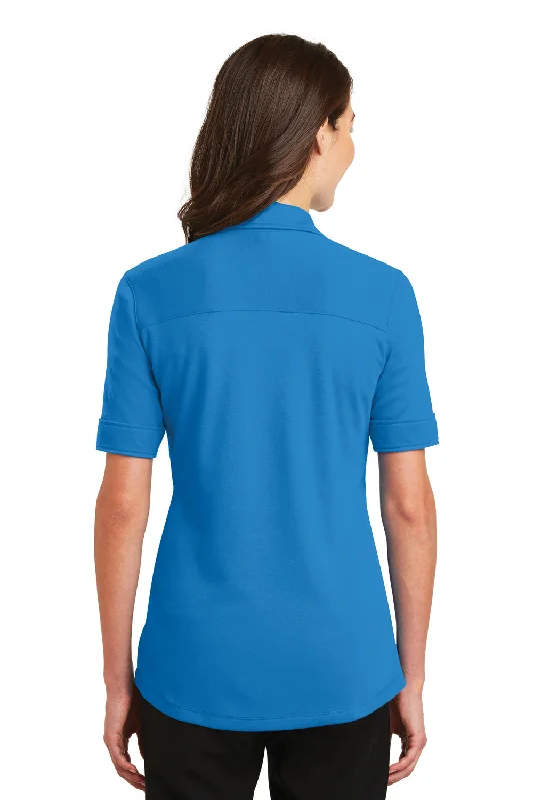 Port Authority Womens Silk Touch Performance Moisture Wicking Short Sleeve Polo Shirt - Brilliant Blue - Closeout