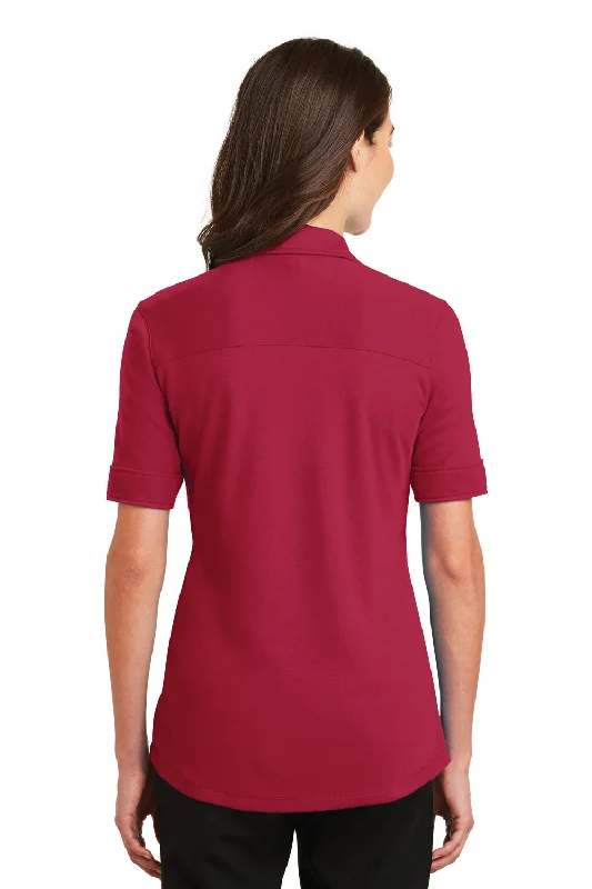 Port Authority Womens Silk Touch Performance Moisture Wicking Short Sleeve Polo Shirt - Rich Red - Closeout