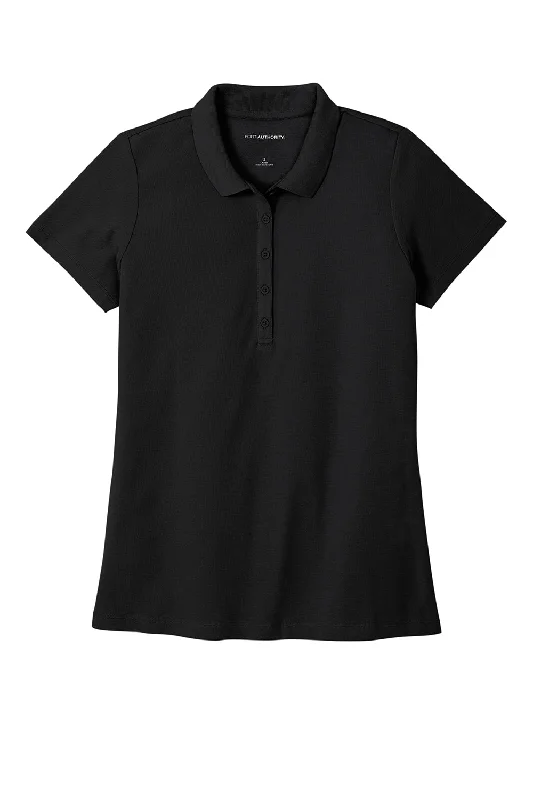 Port Authority Womens React SuperPro Snag Resistant Short Sleeve Polo Shirt - Deep Black