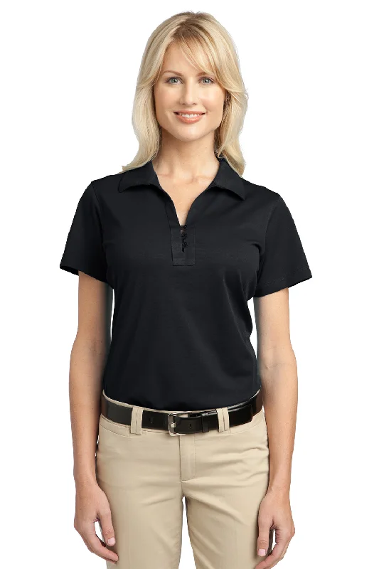 Port Authority Womens Tech Moisture Wicking Short Sleeve Polo Shirt - Black