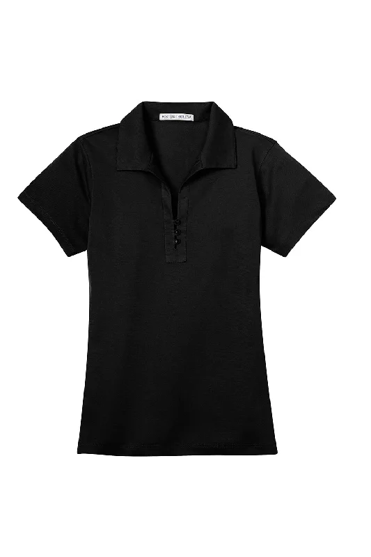 Port Authority Womens Tech Moisture Wicking Short Sleeve Polo Shirt - Black