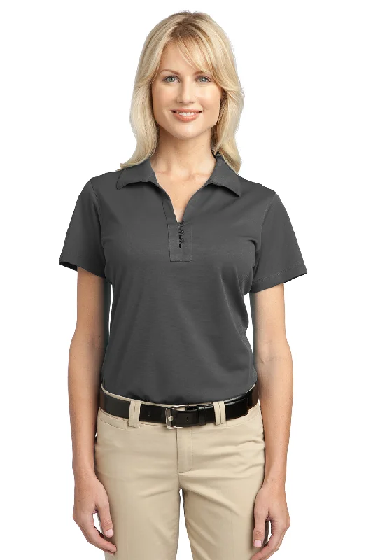 Port Authority Womens Tech Moisture Wicking Short Sleeve Polo Shirt - Smoke Grey