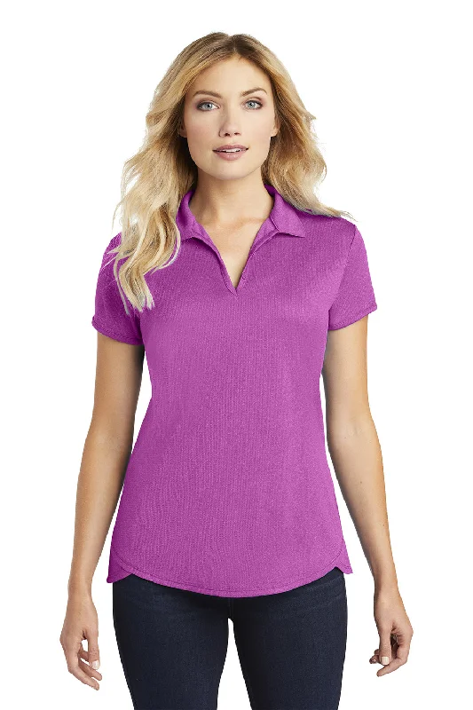 Port Authority Womens Trace Moisture Wicking Short Sleeve Polo Shirt - Heather Berry Pink