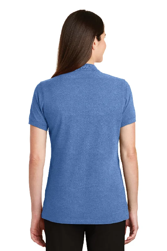 Port Authority Womens Wrinkle Resistant Short Sleeve Polo Shirt - Heather Blue - Closeout