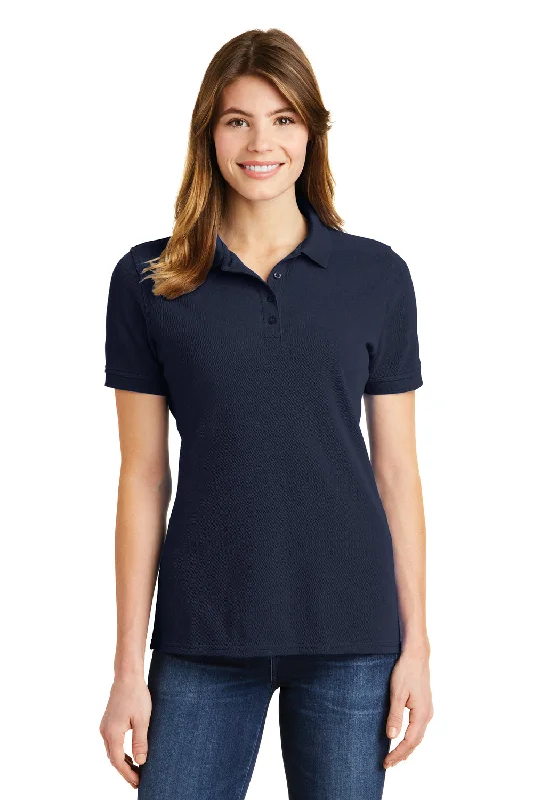 Port & Company Womens Stain Resistant Short Sleeve Polo Shirt - Deep Navy Blue - Closeout