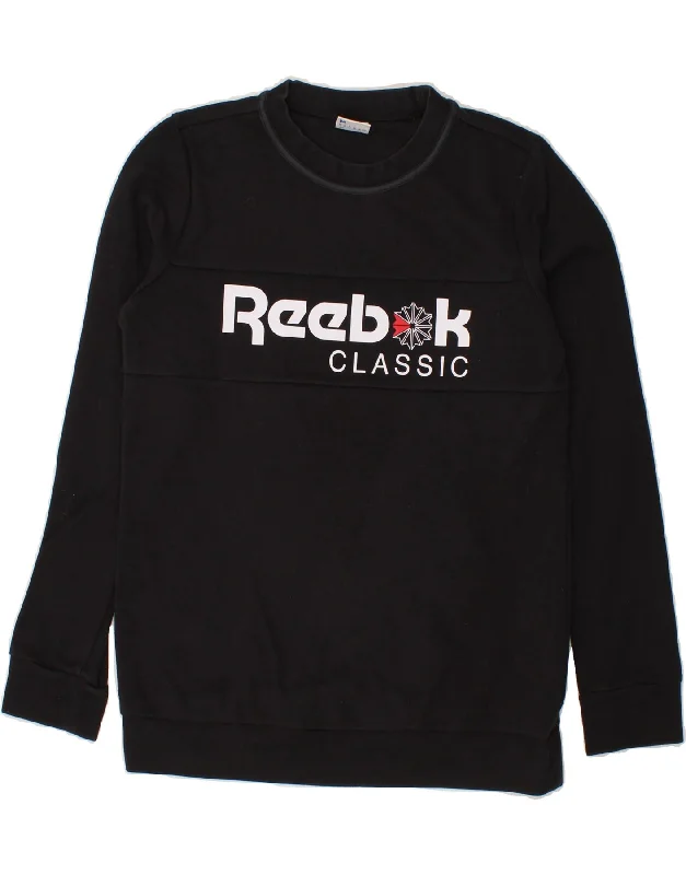 REEBOK Womens Classic Graphic Sweatshirt Jumper UK 12/14 Medium Black