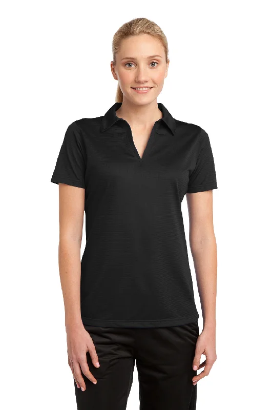 Sport-Tek Womens Active Mesh Moisture Wicking Short Sleeve Polo Shirt - Black