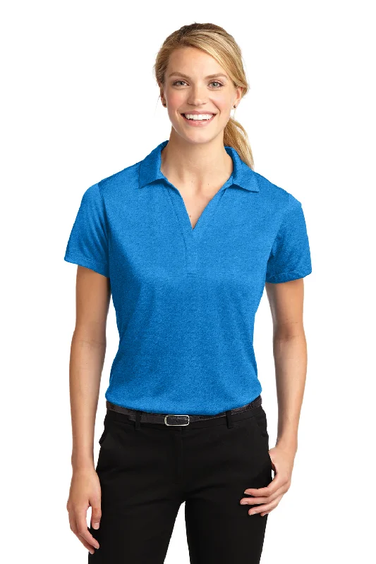 Sport-Tek Womens Heather Contender Moisture Wicking Short Sleeve Polo Shirt - Heather Blue Wake