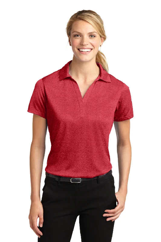 Sport-Tek Womens Heather Contender Moisture Wicking Short Sleeve Polo Shirt - Heather Scarlet Red