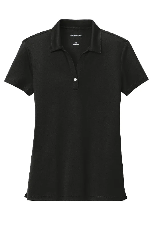 Sport-Tek Womens Moisture Wicking Micropique Short Sleeve Polo Shirt - Black