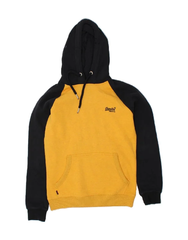 SUPERDRY Mens Hoodie Jumper Medium Yellow Colourblock