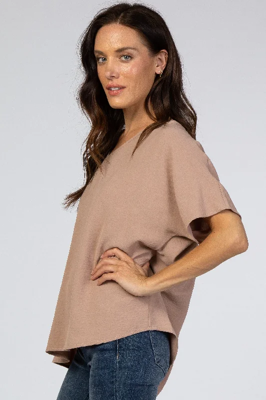 Taupe Short Sleeve Blouse