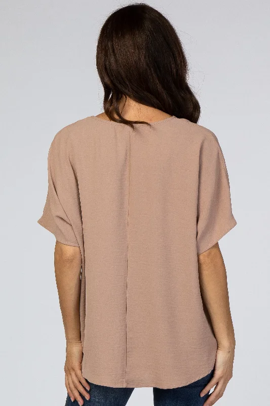 Taupe Short Sleeve Blouse