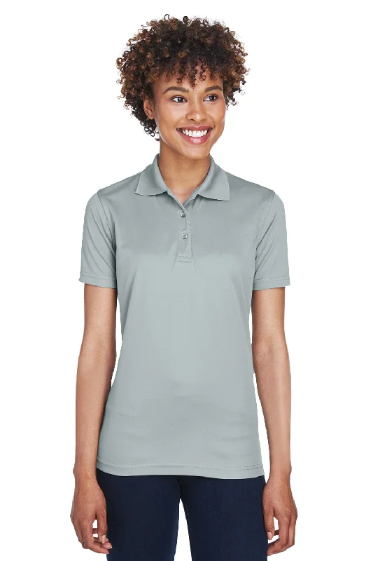 UltraClub Womens Cool & Dry Moisture Wicking Short Sleeve Polo Shirt - Silver Grey