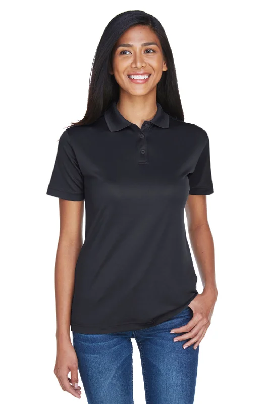 UltraClub Womens Cool & Dry Moisture Wicking Short Sleeve Polo Shirt - Black