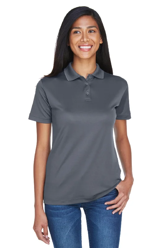 UltraClub Womens Cool & Dry Moisture Wicking Short Sleeve Polo Shirt - Charcoal Grey