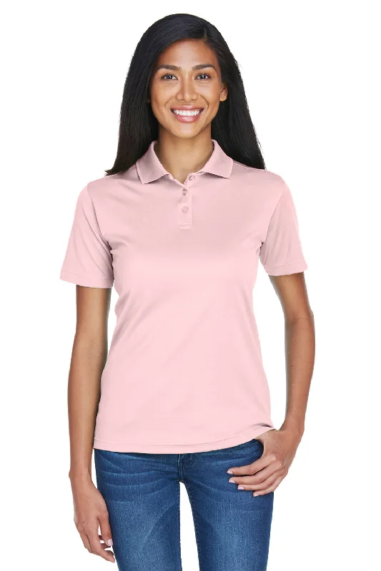 UltraClub Womens Cool & Dry Moisture Wicking Short Sleeve Polo Shirt - Pink