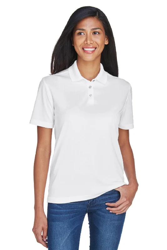 UltraClub Womens Cool & Dry Moisture Wicking Short Sleeve Polo Shirt - White