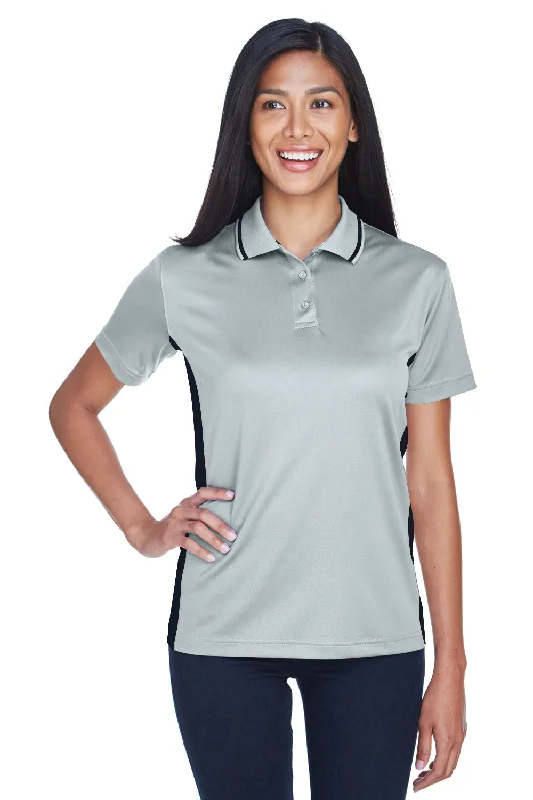 UltraClub Womens Cool & Dry Moisture Wicking Short Sleeve Polo Shirt - Grey/Black