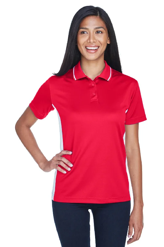 UltraClub Womens Cool & Dry Moisture Wicking Short Sleeve Polo Shirt - Red/White