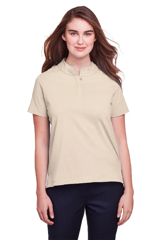 UltraClub Womens Lakeshore Performance Moisture Wicking Short Sleeve Polo Shirt - Stone