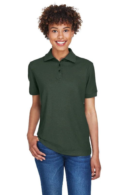 UltraClub Womens Whisper Short Sleeve Polo Shirt - Forest Green - Closeout