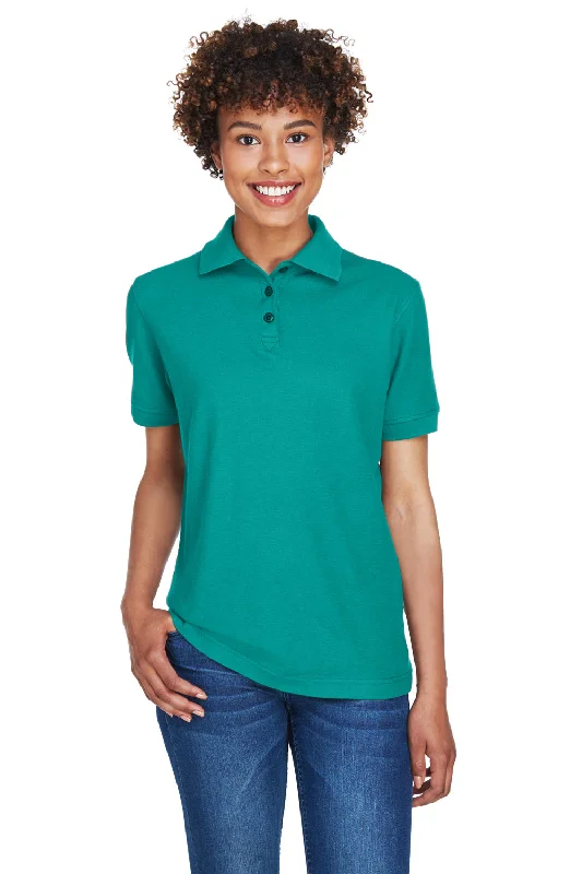 UltraClub Womens Whisper Short Sleeve Polo Shirt - Jade Green - Closeout