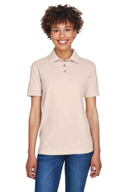 UltraClub Womens Whisper Short Sleeve Polo Shirt - Stone - Closeout