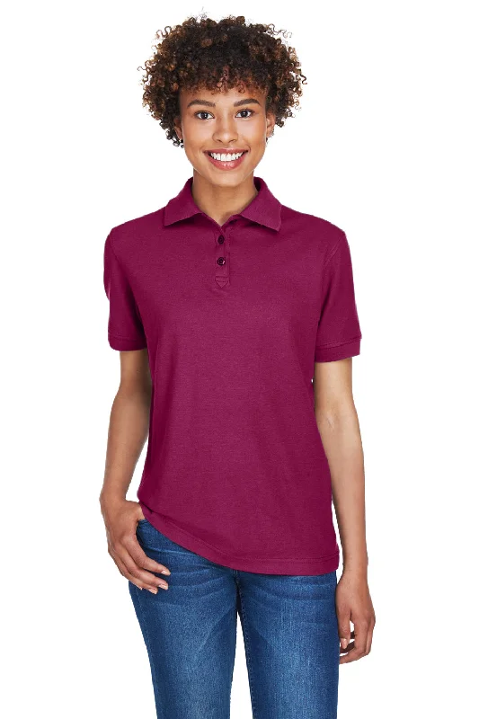 UltraClub Womens Whisper Short Sleeve Polo Shirt - Wine