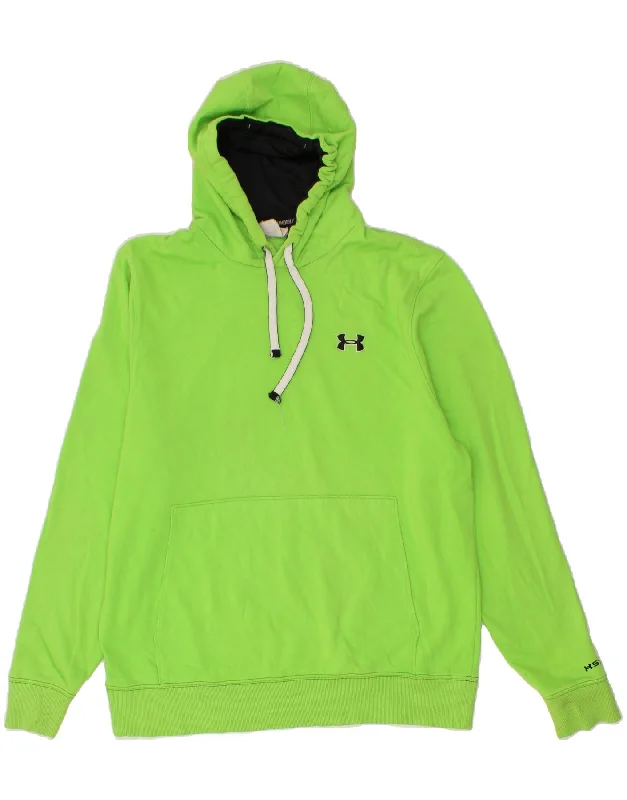 UNDER ARMOUR Mens Hoodie Jumper Large Green Cotton